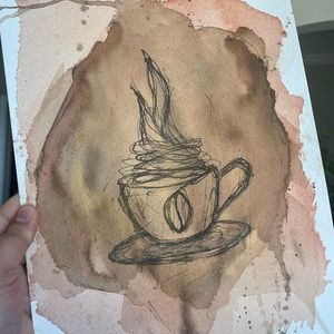 Watercolor coffee art 9x12